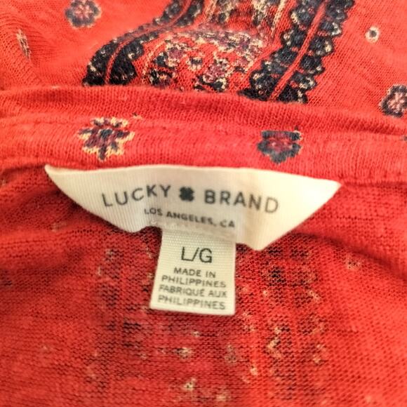 Lucky Brand Tee Shirt Boho Floral Linen Blend - Picture 10 of 10